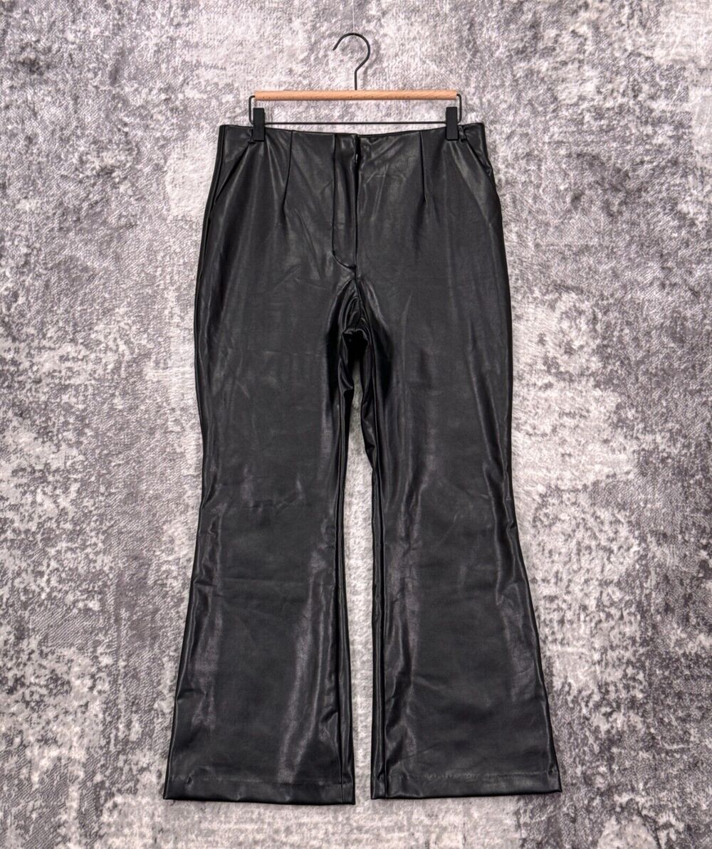 New Abercrombie & Fitch Pants 31 / 12S Womens Black Vegan Leather Flare Trouser